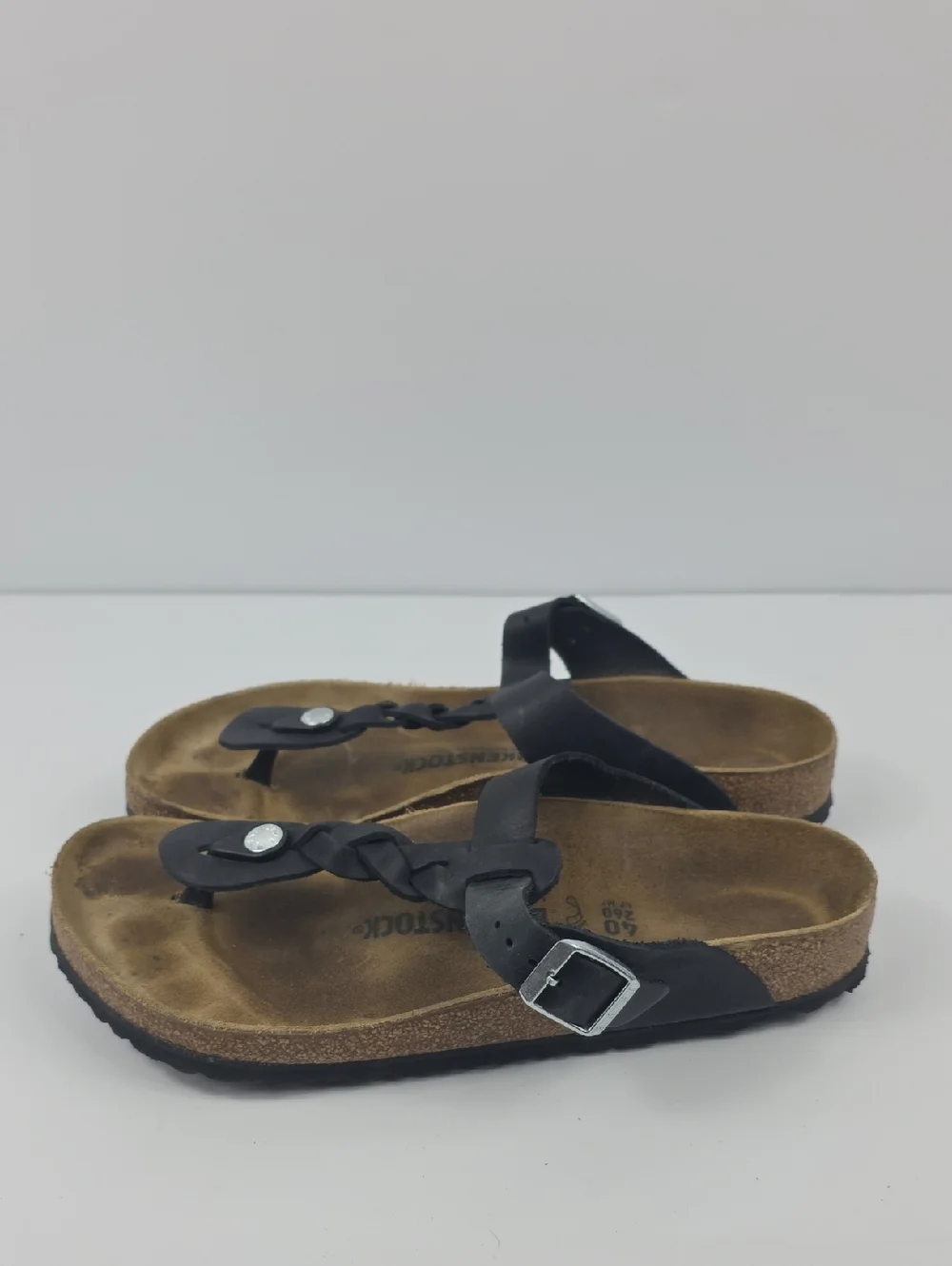 Birkenstock Gizeh Braided Black Leather Women's Sandals Size 9‎